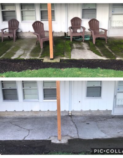 Pressure washing concrete